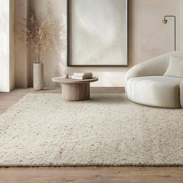 Adler Modern Plain Hand-Woven Textured Tonal Chunky Boucle Wool Loop Pile Ivory Rug-Asiatic Carpets-Rug Love - The Most Loved Rug Store